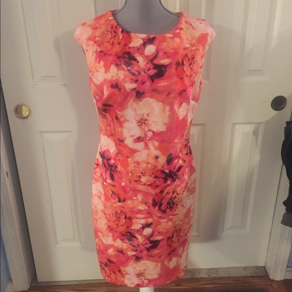 Chaps peach floral dress